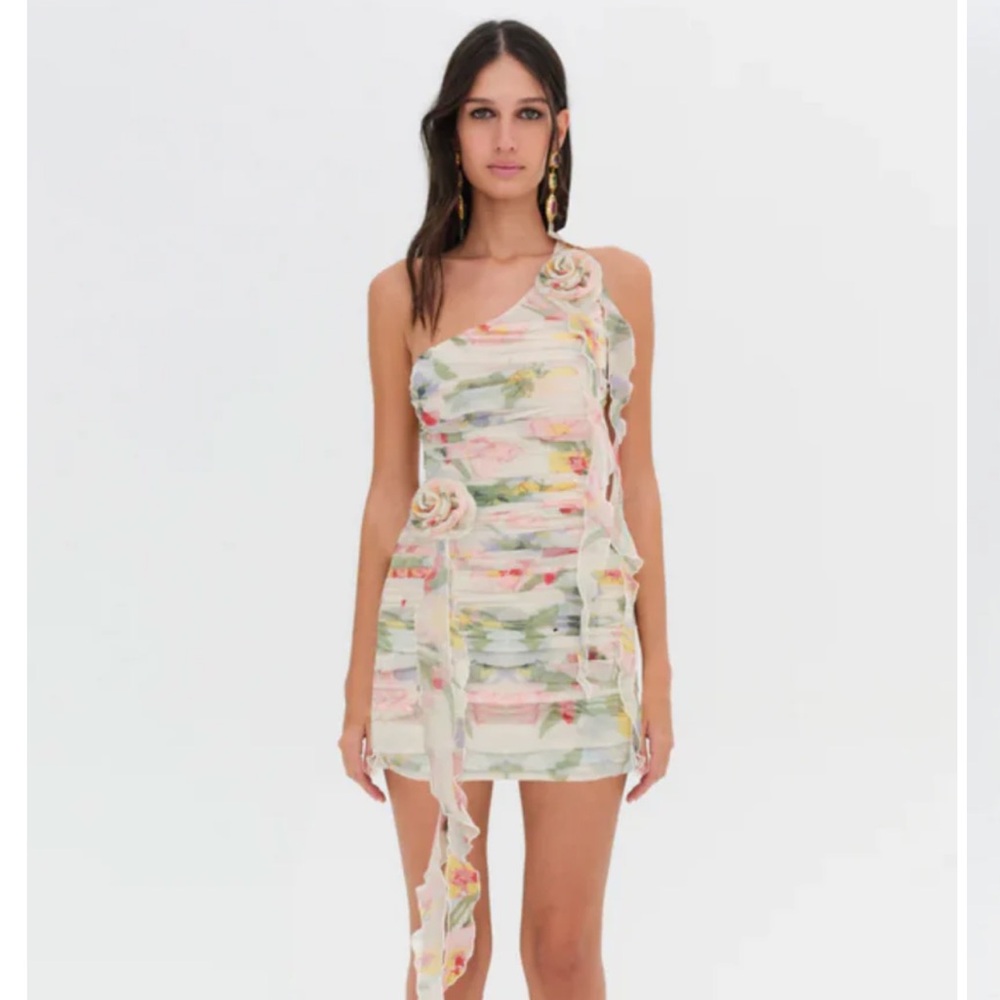 For Love And Lemons Multicolor One-Shoulder Dress